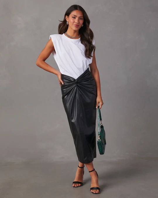 Kira Faux Leather Twist Front Maxi Skirt | VICI Collection