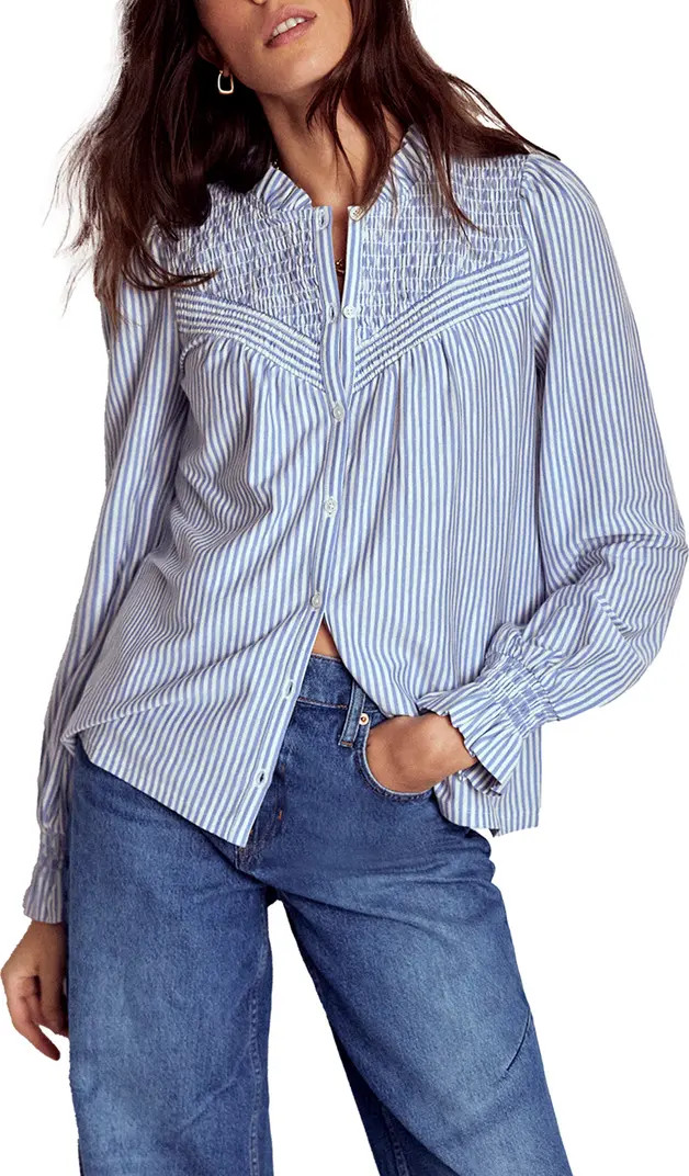 Stripe Smocked Yoke Button-Up Blouse | Nordstrom