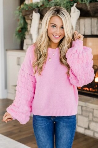 She's The Center Of Attention Pink Sweater | The Pink Lily Boutique