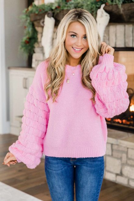 She's The Center Of Attention Pink Sweater | The Pink Lily Boutique