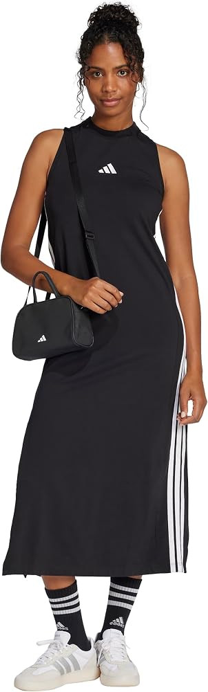 adidas Womens Essentials 3-Stripes Long Racerback Dress | Amazon (US)
