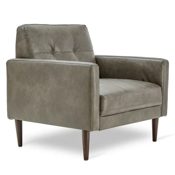 CHITA Tufted Single Sofa Chair with Armrest, Faux Leather, Gray | Walmart (US)