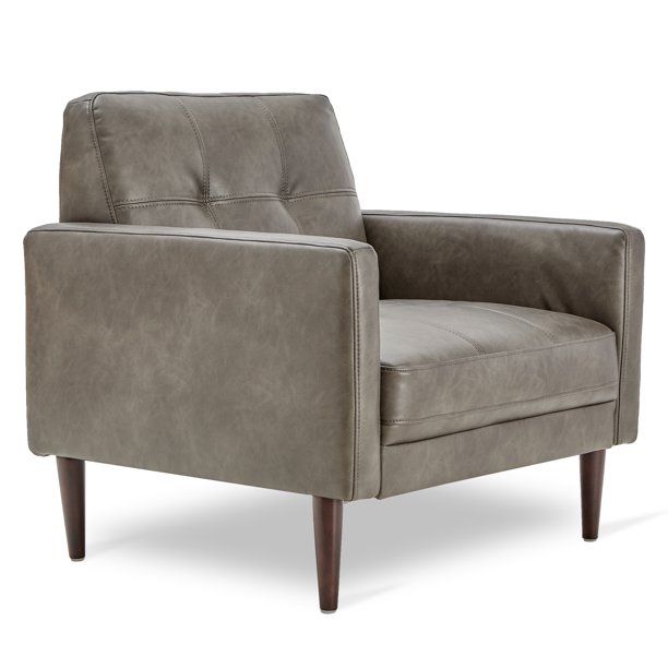 CHITA Tufted Single Sofa Chair with Armrest, Faux Leather, Gray | Walmart (US)