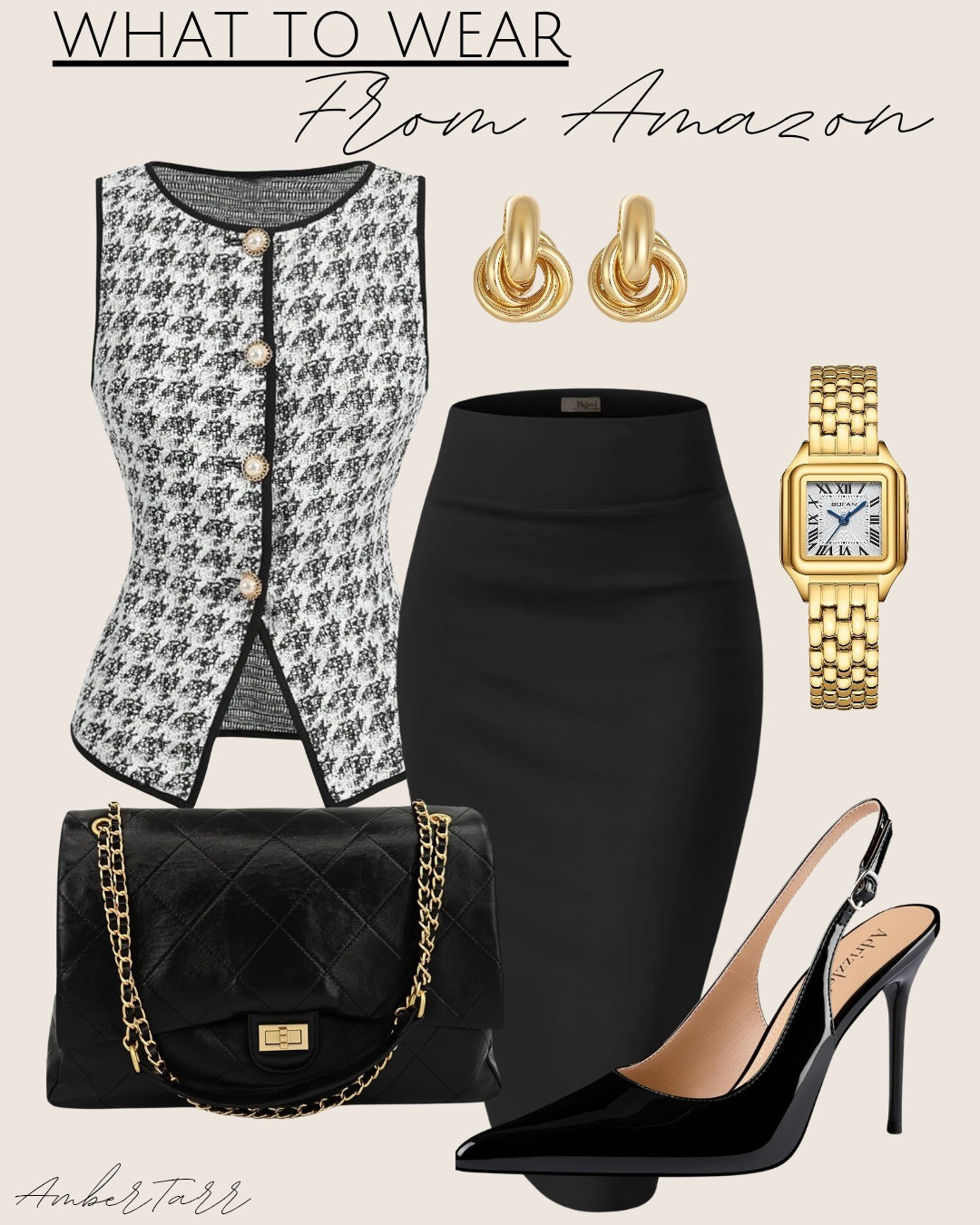 Chic workwear with a polished edge. This office-ready look pairs a tailored pencil skirt with a structured knit vest for a refined, professional silhouette. Finished with classic slingbacks, a timeless quilted bag, and gold accents, it’s an elevated office attire outfit that transitions seamlessly from meetings to after-hours.

#LTKootd #LTKOver40 #LTKWorkwear