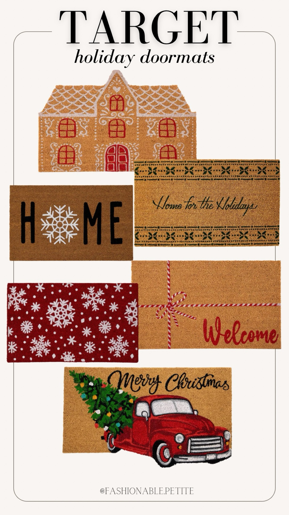 Holiday doormats from Target.

Holiday decor. Christmas decor. Christmas doormat. Holiday doormat. Outdoor Christmas decor. 

#LTKFindsUnder50 #LTKSeasonal #LTKHoliday