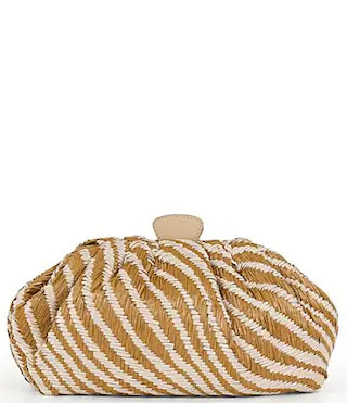 Badgley Mischka Tiger Raffia Pouch Clutch - Natural Combo | Dillard's