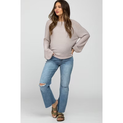 PinkBlush Blue Straight Leg Frayed Hem Maternity Jeans Blue 30 | Target