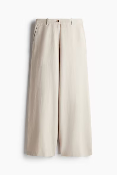 H & M - Wide-Leg Linen-Blend Pants - Light Beige | H&M (US + CA)