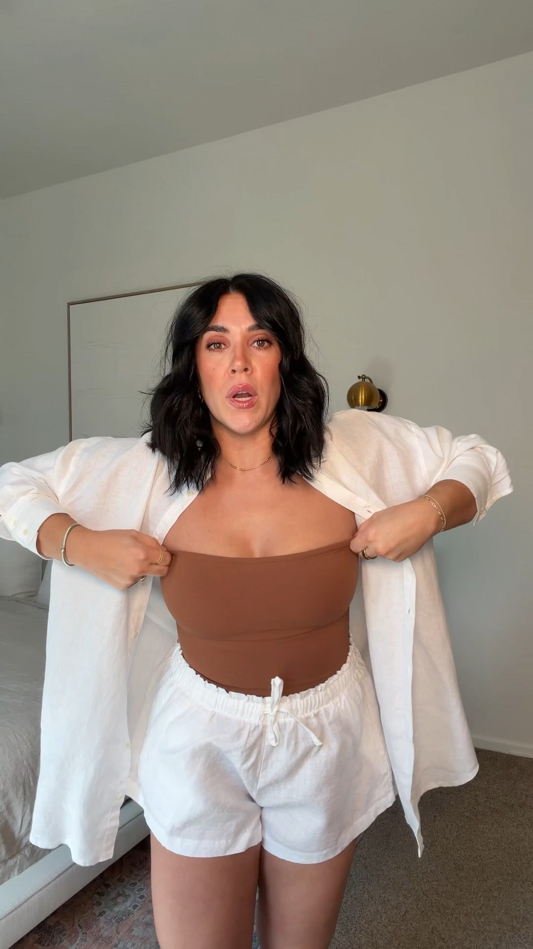 #spanxpartner @spanx code NINAXSPANX my size L in swim and shorts, size XL in shirt. 

#LTKSwim #LTKMidsize #LTKmomlife