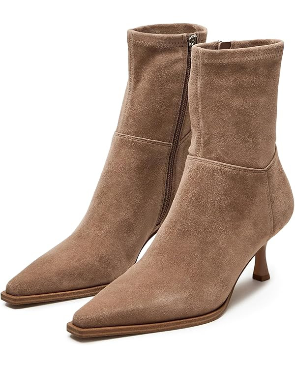 JORISTIMO Ankle Boots for Women Kitten Heel Short Boots Dressy Pointed Toe Booties Side Zipper | Amazon (US)