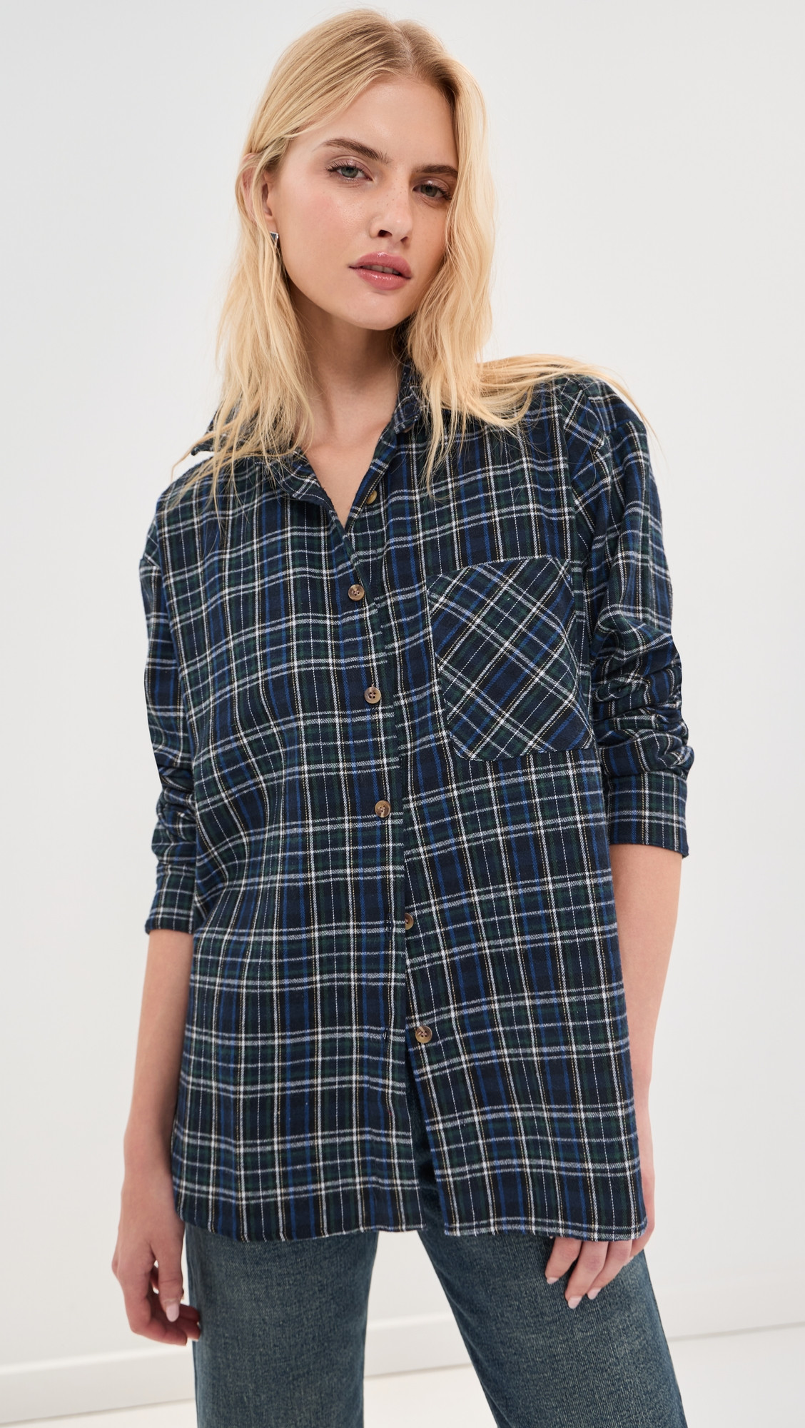 LE BOP Winnie Button Down Flannel Burgundy Plaid XL | Shopbop