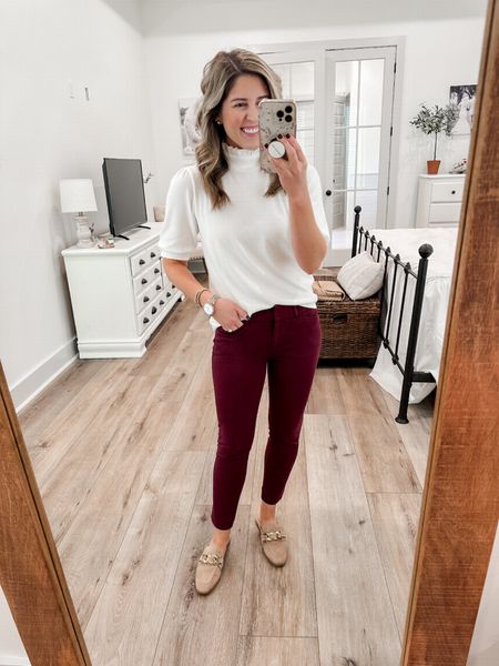Tuesday Work Outfit 
Top- use code JORDAN10 for 10% off your purchase at checkout (XXS, would recommend sizing down, collar is not tight around the neck)
Pants- linked similar pair from Loft 
Mules- run tts
work outfit, workwear, maroon pants, Gibsonlook, fall workwear, office outfit 

#LTKsalealert #LTKworkwear #LTKSeasonal