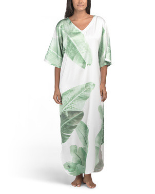 Palm Leaves Satin Caftan | Women | Marshalls | Marshalls