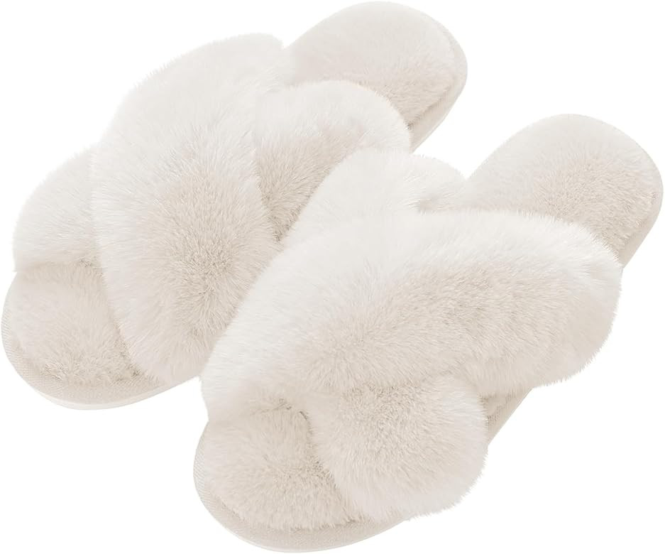 Slippers - Slippers for Women Indoor, Women's Fuzzy Slippers, Cross Band Slippers Indoor Outdoor ... | Amazon (US)