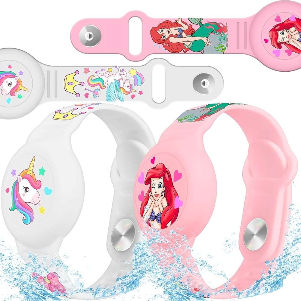 2 Pack AirTag Bracelet for Kids - Unicorns & Princesses, Waterproof Air tag Holder for Kids with ... | Amazon (US)