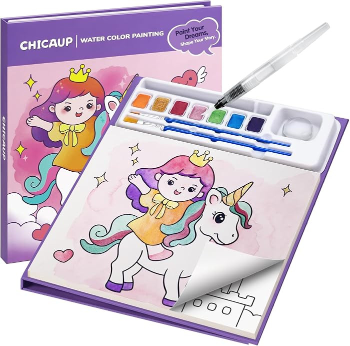 CHICAUP Paint with Water Coloring Books for Kids, Mess Free Watercolor Painting Kit Painting Activity for Kids Ages 3-5 4-8, Arts Crafts Drawing Gift Toy for Boy Girl | Amazon (US)