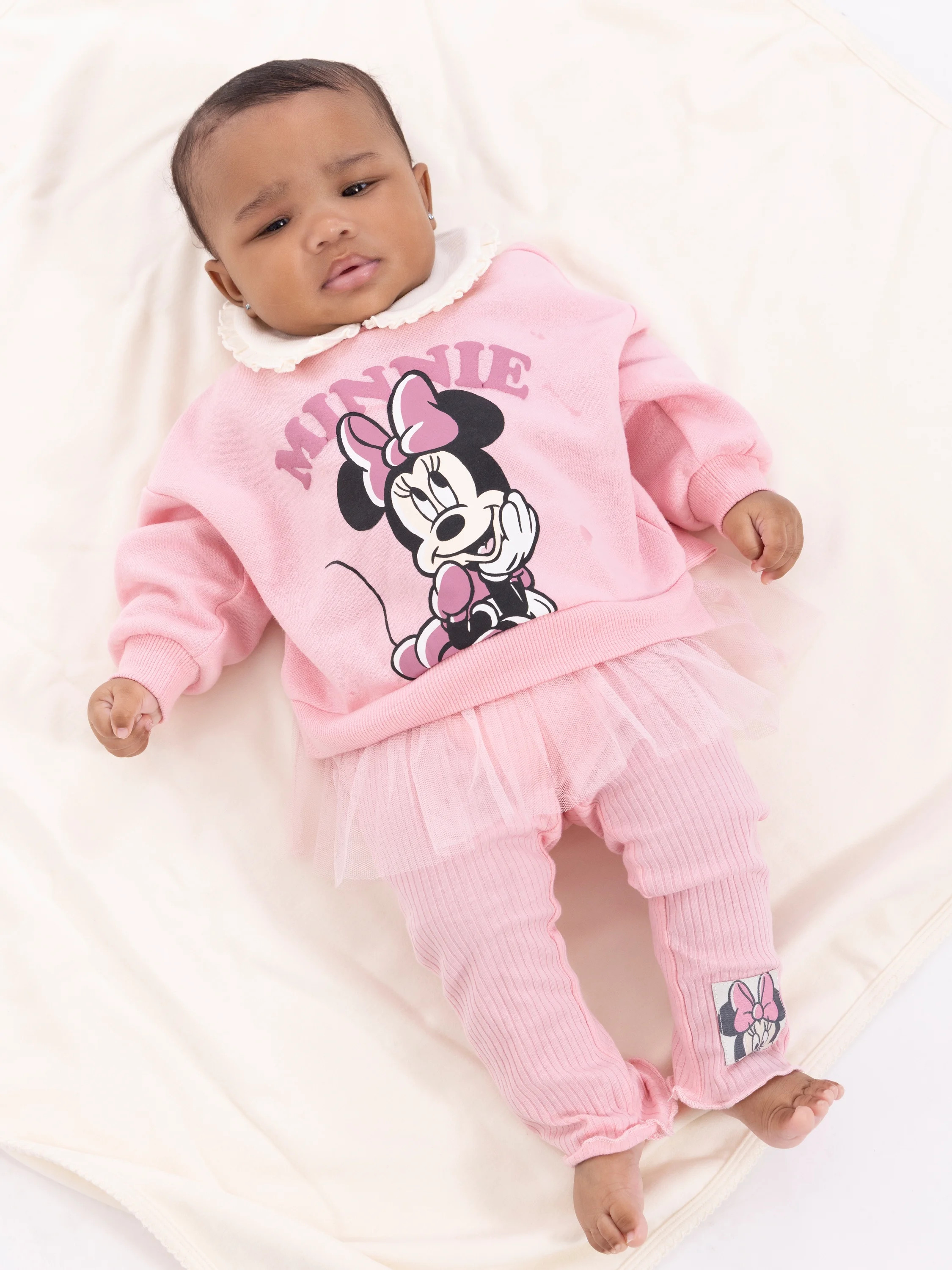 Minnie Mouse Baby Girls Layered Sweatshirt and Leggings Outfit Set, 2-Piece, Sizes 0M-24M | Walmart (US)