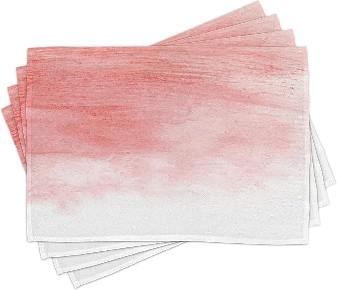 Ambesonne Peach Place Mats Set of 4, Hand Drawn Watercolor Style with Brush Strokes with Ombre Ef... | Amazon (US)