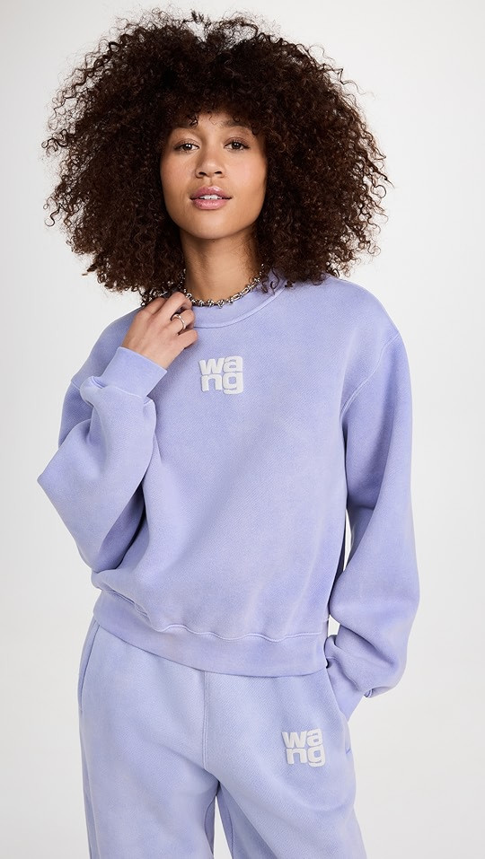 Alexander Wang Essential Terry Crew Sweatshirt with Puff Paint Logo | SHOPBOP | Shopbop