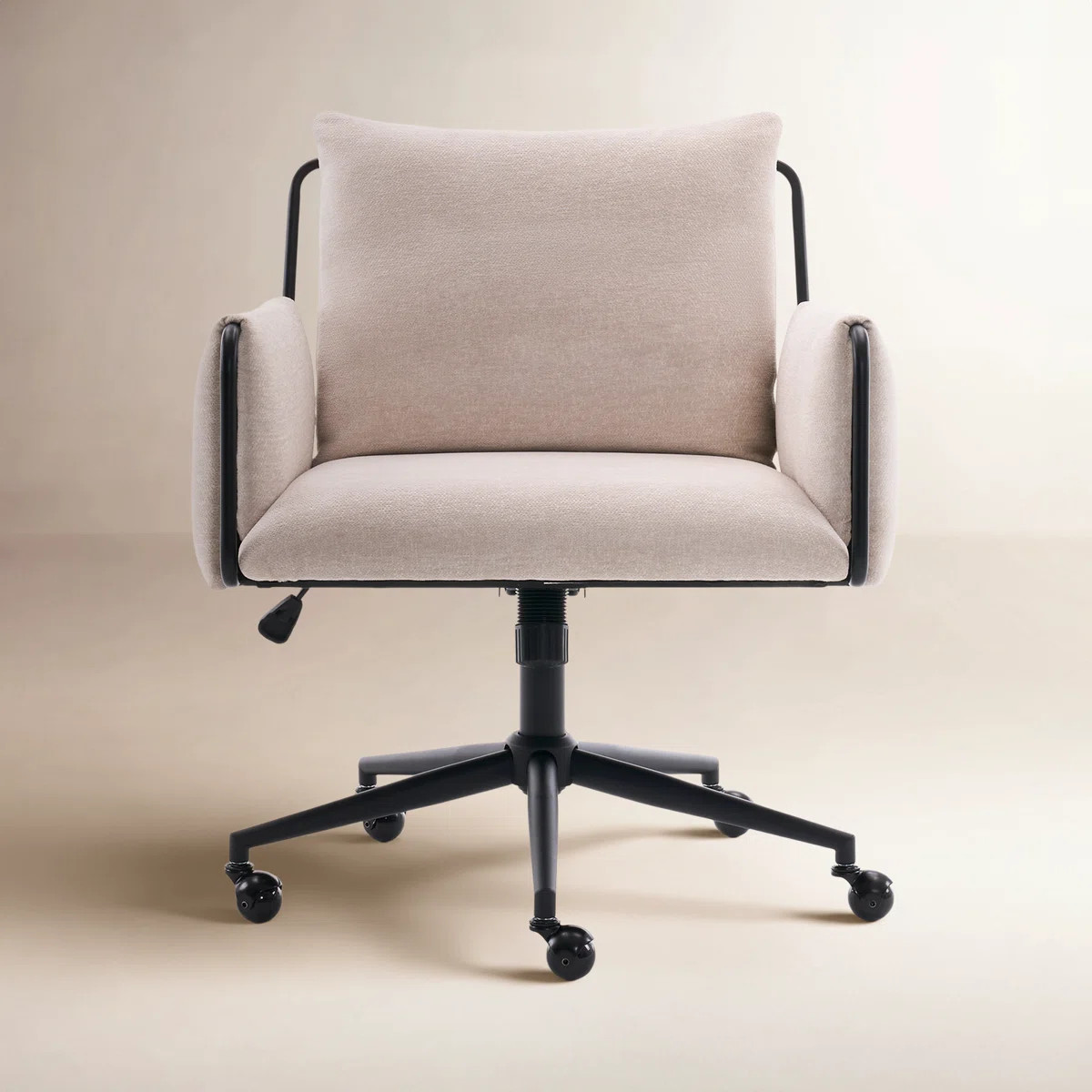 Arianna Extra Wide Home Office Chair, Upholstered Swivel Boucle Fabric Desk Chair With Padded Bac... | Wayfair North America