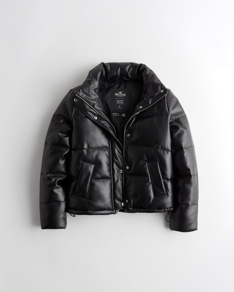 Girls Faux Leather Puffer Jacket | Girls Jackets & Coats | HollisterCo.com | Hollister (US)