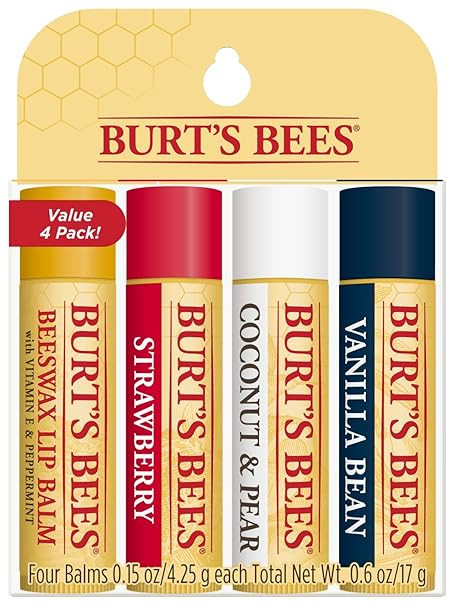 Burt's Bees 100% Natural Origin Moisturizing Lip Balm, Multipack, Original Beeswax, Strawberry, C... | Amazon (US)