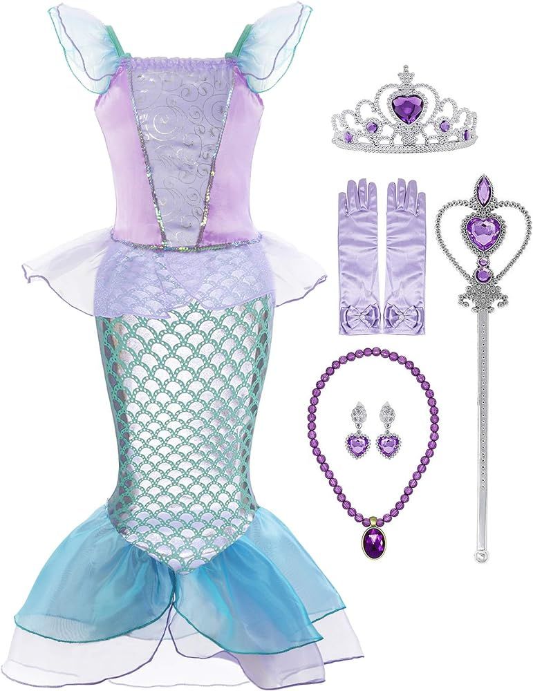 Padete Little Girl Long Sleeves Mermaid Princess Costume Sequins Party Dress | Amazon (US)