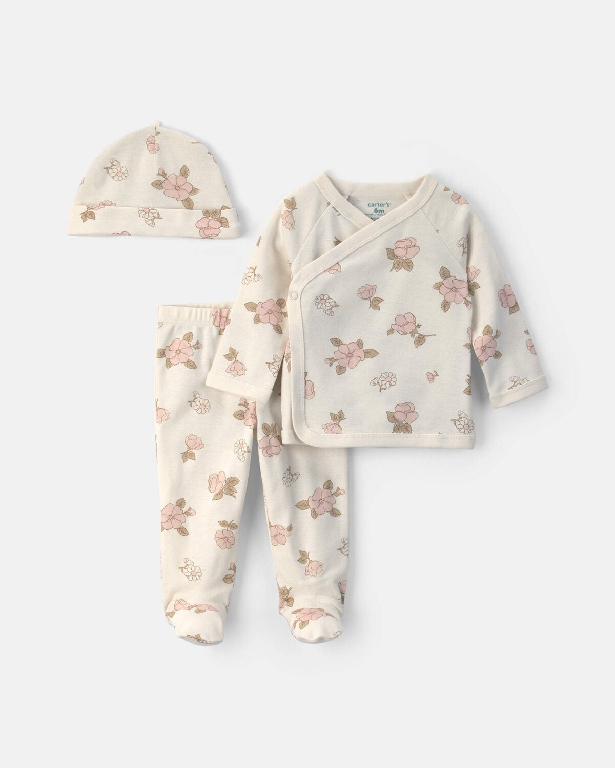 Baby Girl 3-Piece Floral Long-Sleeve Top & Pant Set - Ivory | Carter's Inc