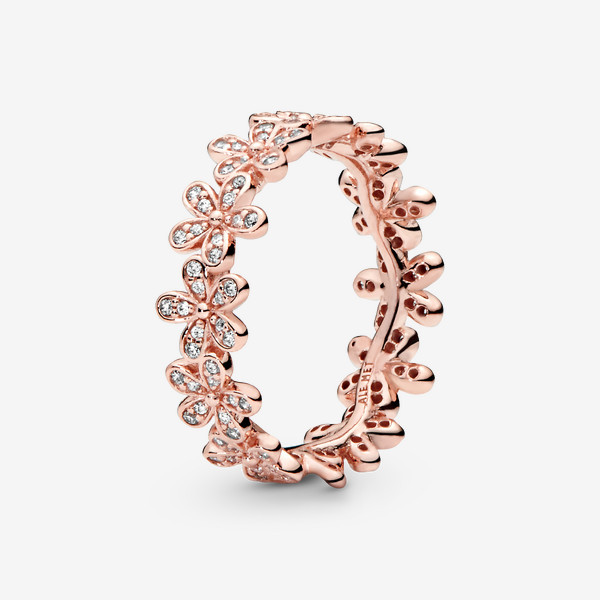 Pandora Daisy Flower Ring - 14k Rose gold-plated unique metal blend / Cubic Zirconia / Clear - Sz. 5 | Pandora US