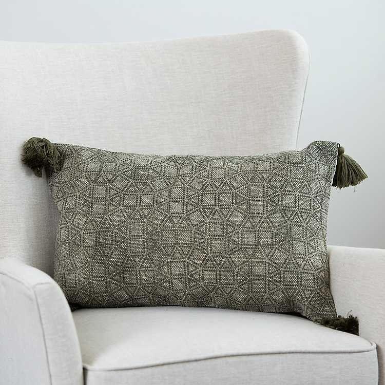 Olive Geometric Print Lumbar Pillow | Kirkland's Home