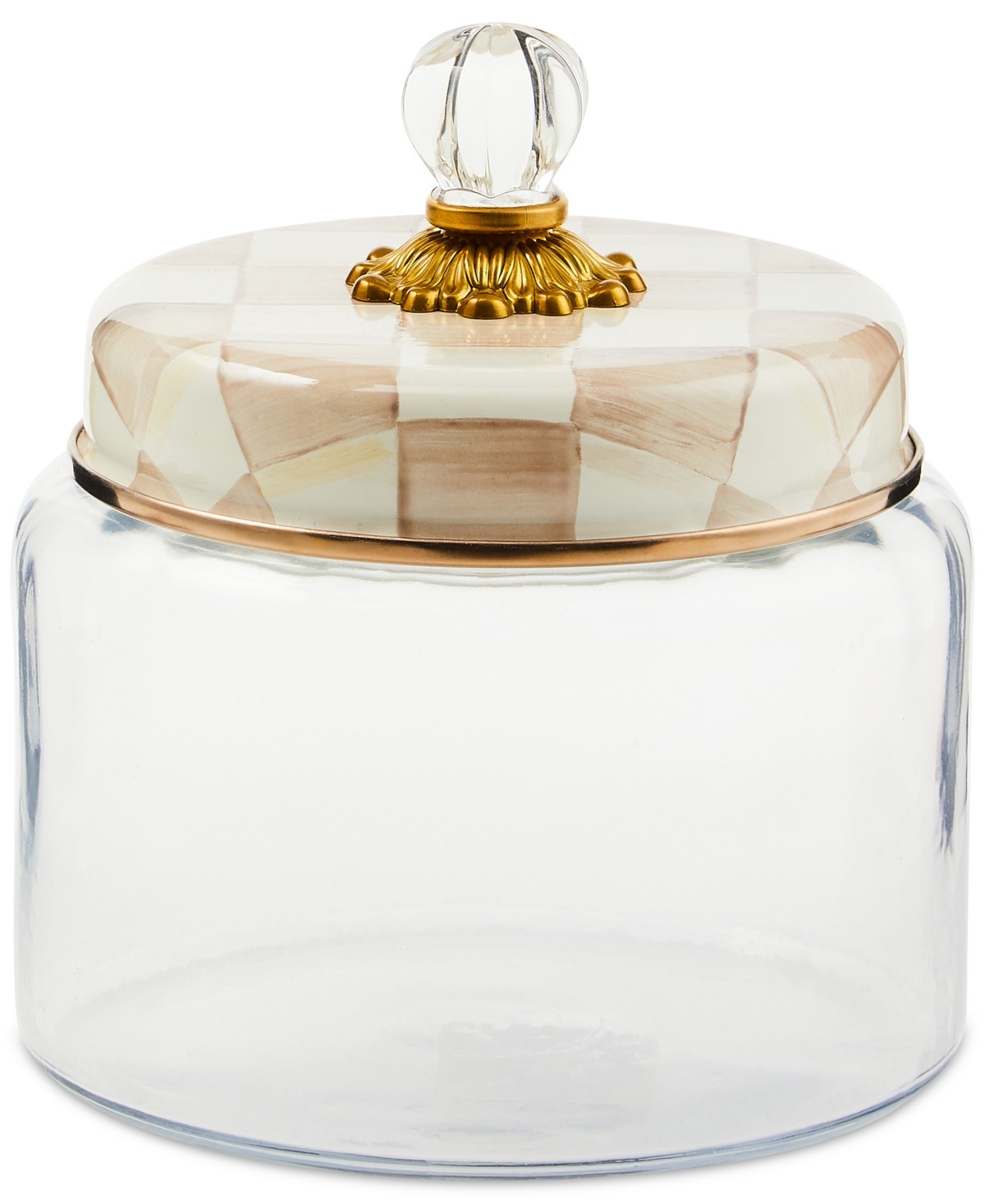 Mackenzie-Childs Mocha Check Medium Kitchen Canister - Brown | Macy's