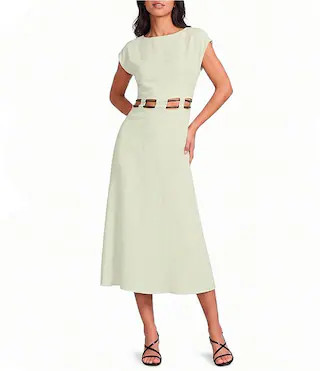 Rosina Woven Round Neck Sleeveless Cutout Waist Midi Dress | Dillard's