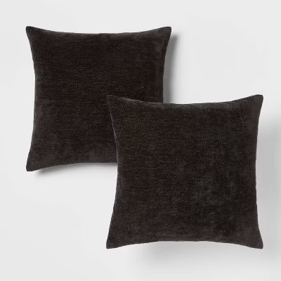 2pk Chenille Square Throw Pillows Black - Threshold™ | Target