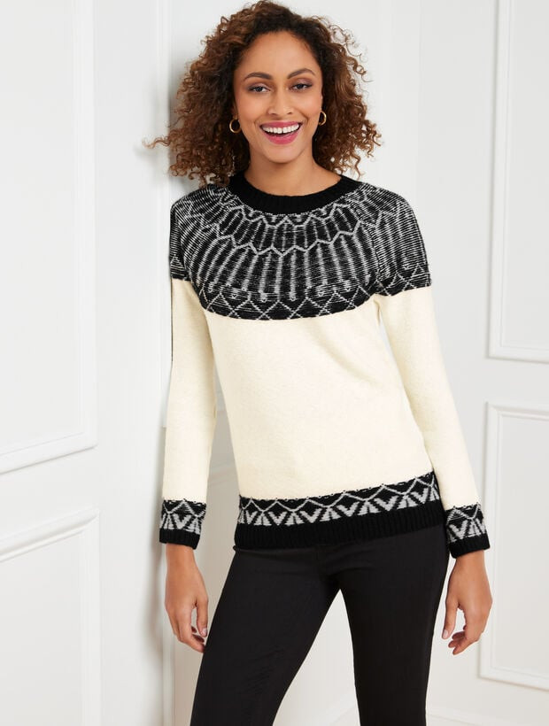 Fuzzy Fair Isle Crewneck Pullover | Talbots