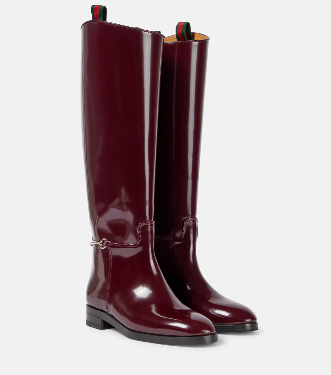 Horsebit patent leather knee-high boots | Mytheresa (UK)