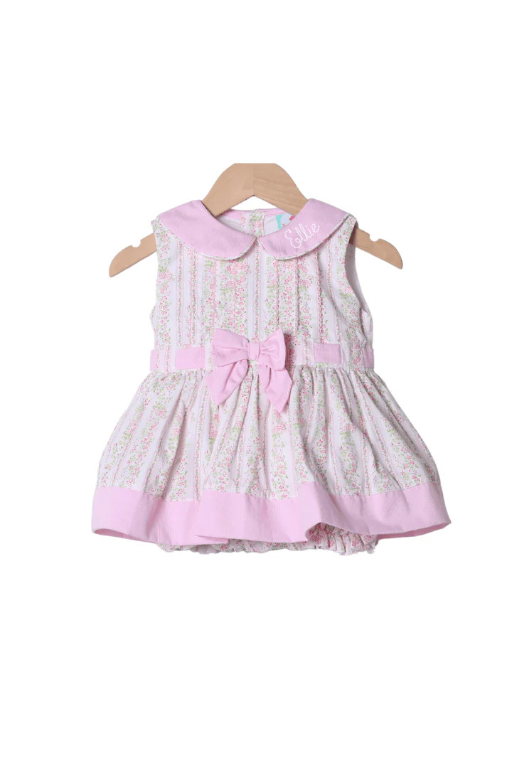 Pink Spring Floral Skirted Bubble | The Smocked Flamingo