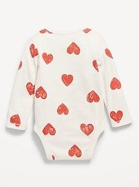 Unisex Long-Sleeve Hearts-Print Graphic Bodysuit for Baby | Old Navy (US)