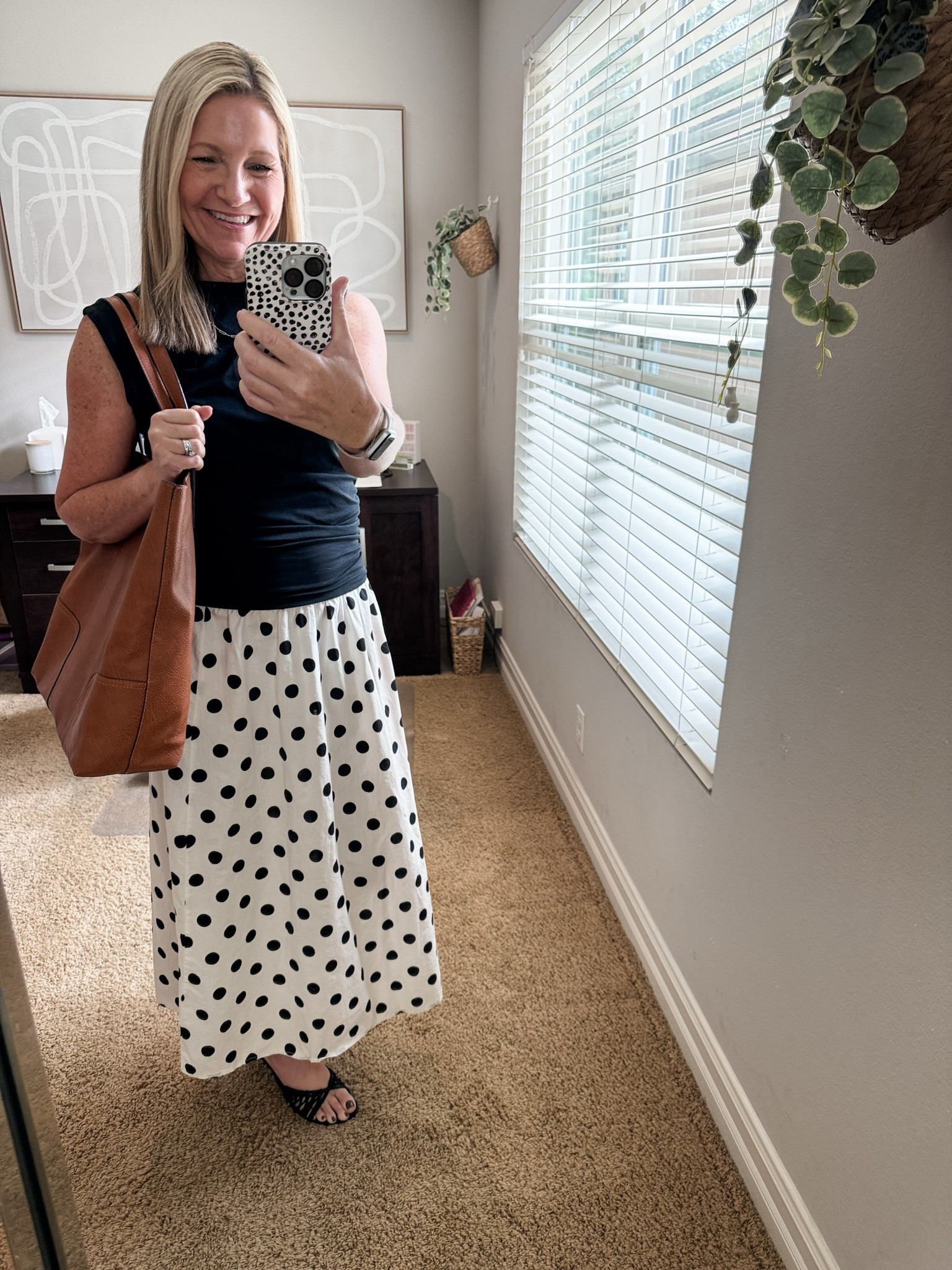 Busy Monday hybrid day at home and in the office. My polka dot skirt is sold out but I linked other options.

#LTKWorkwear #LTKOver40 #LTKSeasonal