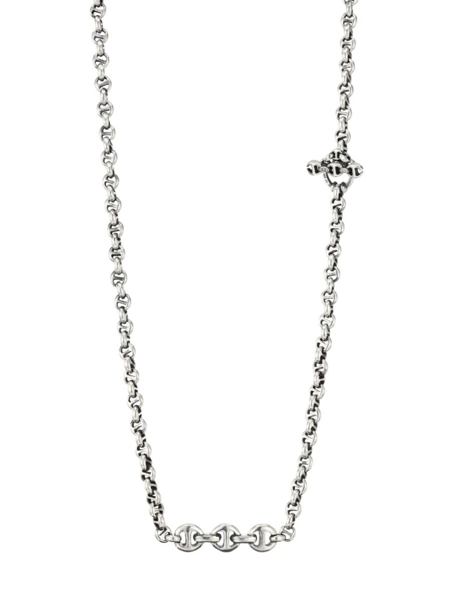 Open-Link 5MM Sterling Silver & Diamond Necklace | Saks Fifth Avenue