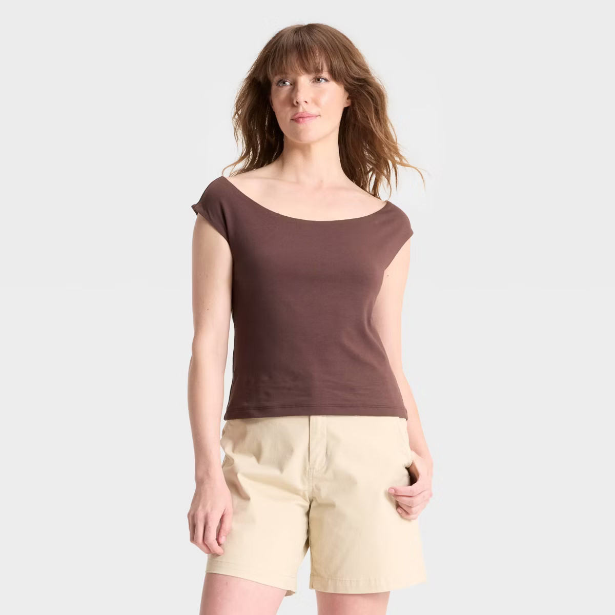 Women's Slim Fit Short Sleeve Off the Shoulder Top - A New Day™ | Target