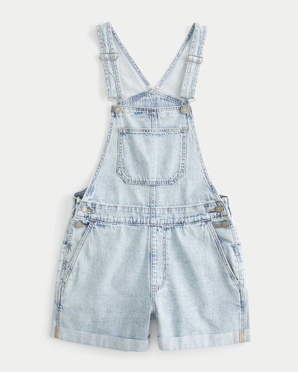 Women's Light Wash Denim Shortalls | Women's Bottoms | HollisterCo.com | Hollister (US)