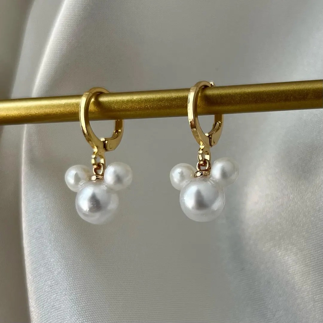 Pearl Mouse Drop Earrings | 18k Gold Plated, Hypoallergenic - Etsy | Etsy (US)