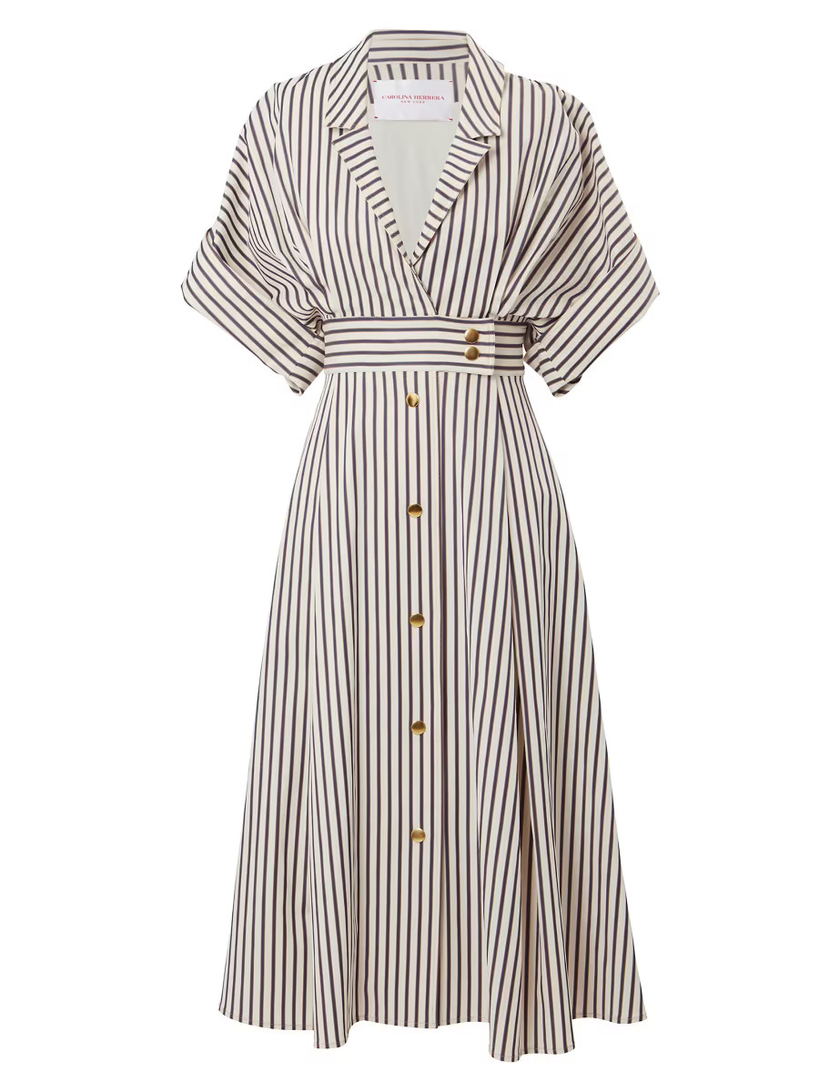 Carolina HerreraStriped Cotton-Blend Short-Sleeve Shirtdress | Saks Fifth Avenue