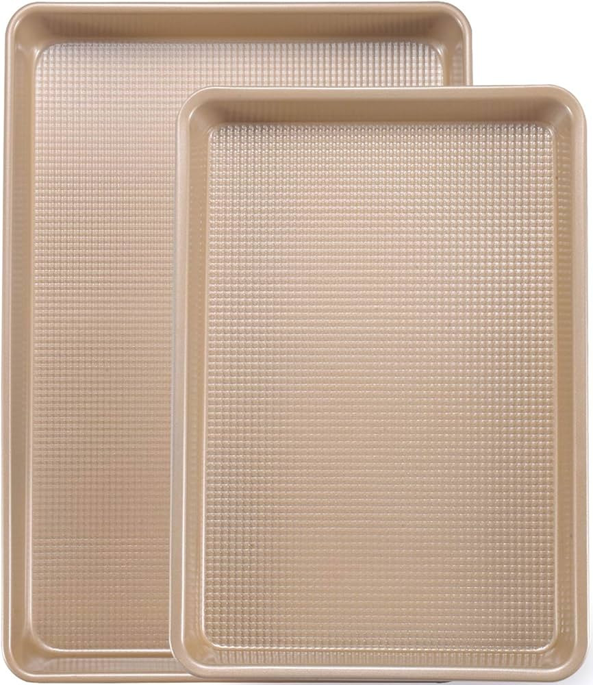 Cookie Sheets for Baking Nonstick, 2 Pack Heavy Duty 0.8mm Baking Sheet Pan Set Quarter(9x13in) &... | Amazon (US)