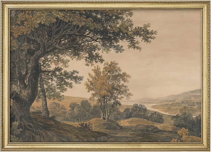 MUDECOR Premium Framed Wall Art Classic Woodland Scene Serene View of Trees and River in Sepia To... | Amazon (US)