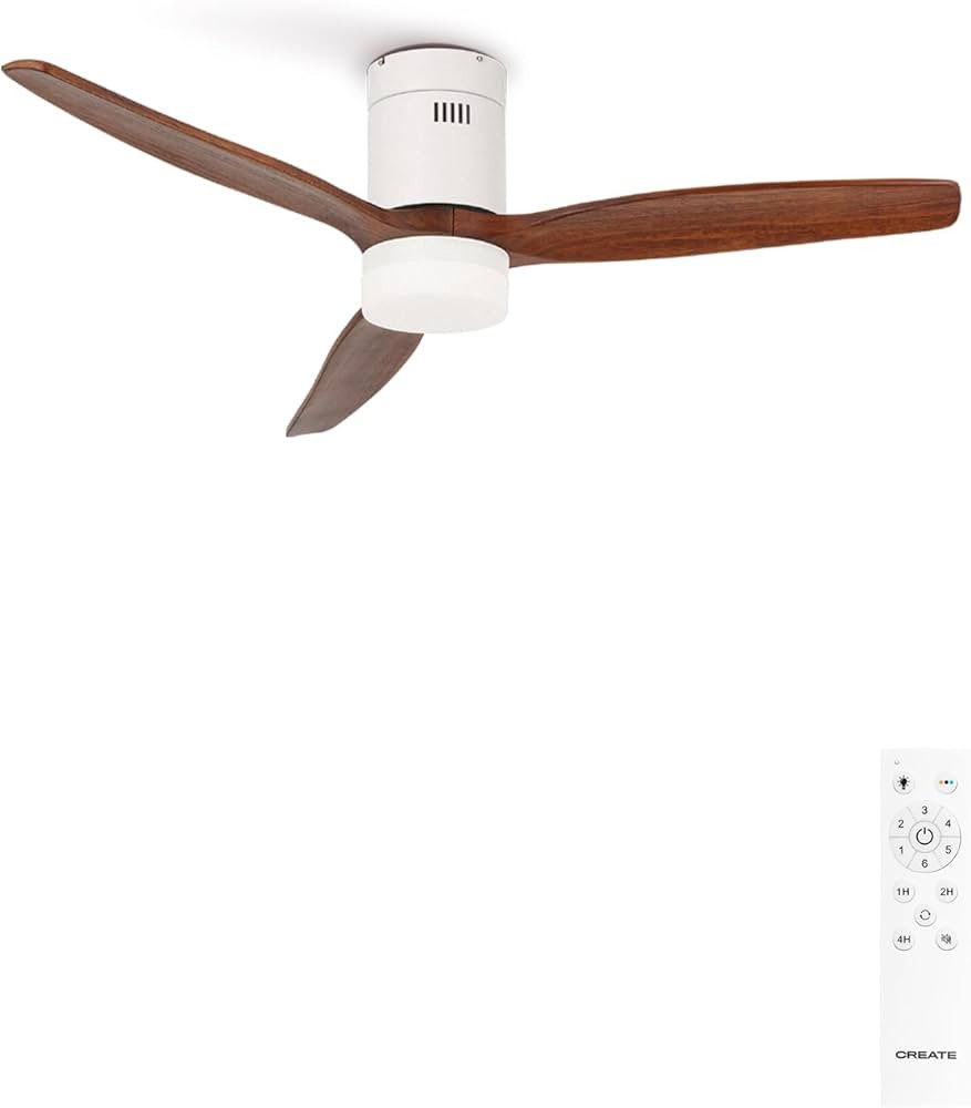 CREATE / WINDCALM M/Deckenventilator ABS mit Beleuchtung Wei\u00df Dunkelholzfl\u00fcgel-Optik mi... | Amazon (DE)