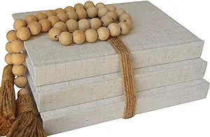 Kigan Home Linen Covered Decorative Books, Set of 3 - Neutral Fabric Decorative Books for Boho Ho... | Amazon (US)