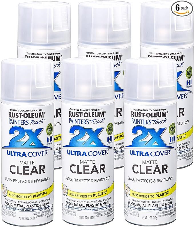 12 oz Rust-Oleum Brands 249087 Matte Clear Ultra Cover 2X Enamel Spray Paint Pack of 6 | Amazon (US)