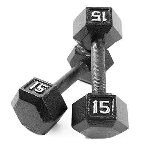 CAP Barbell Cast Iron Hex Dumbbell Weights (Pair), Black, 15 lb | Amazon (US)
