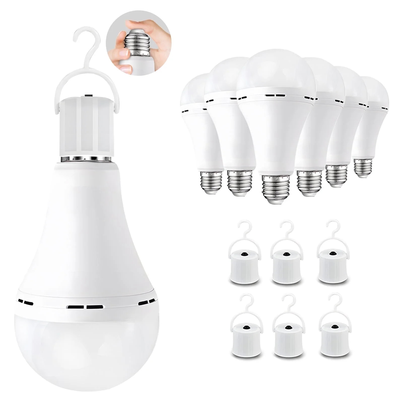 Emergency Rechargeable Light Bulbs 6 PCS, Keep Lighting When Power Failure, A21 9W 60W Equiv., Ba... | Walmart (US)